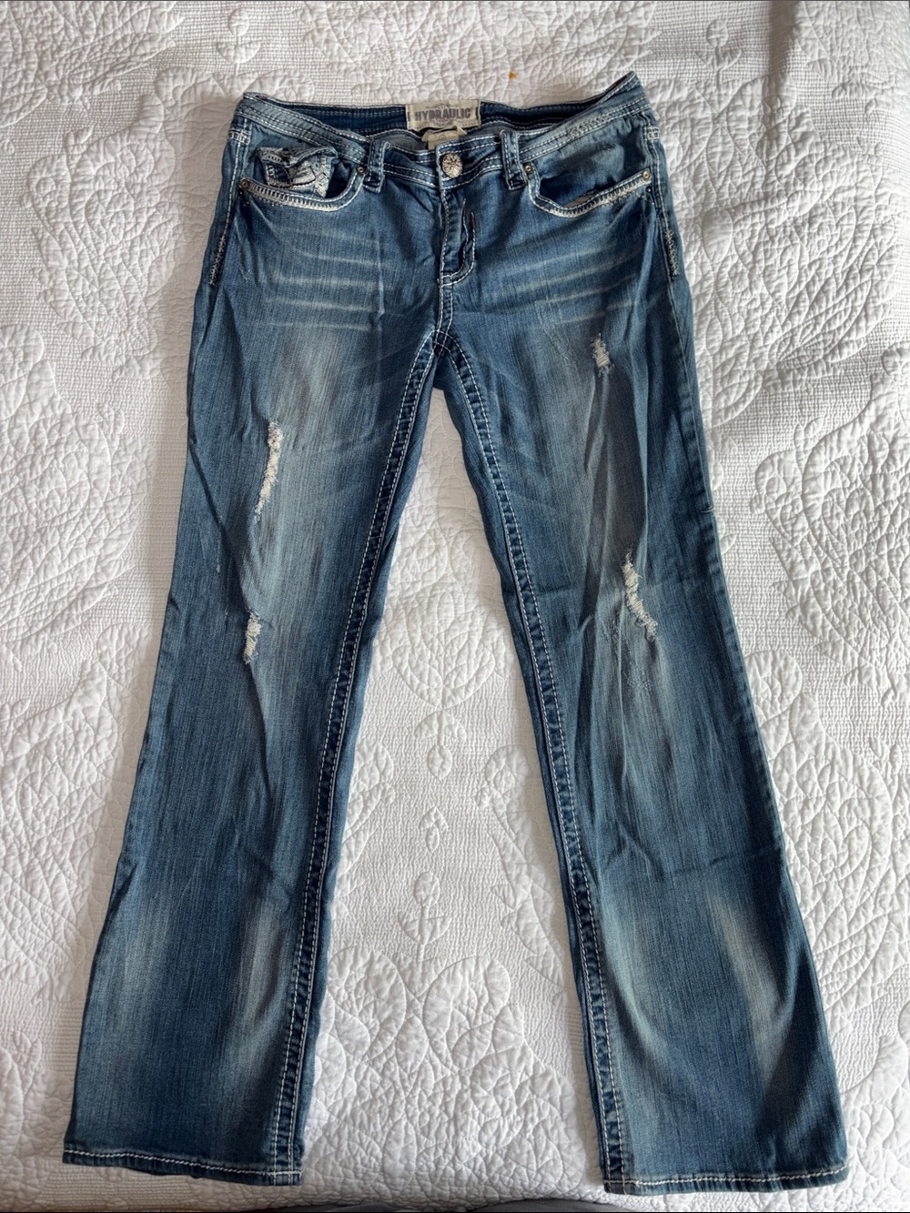Women’s Hydraulic denim Blue Distressed Jeans - size 12